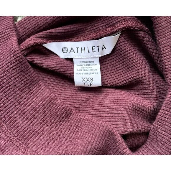 b6 NWOT ATHLETA PRESENCE MAROON PURPLE OPEN BACK SHIRT TOP sz XXS - Picture 7 of 8